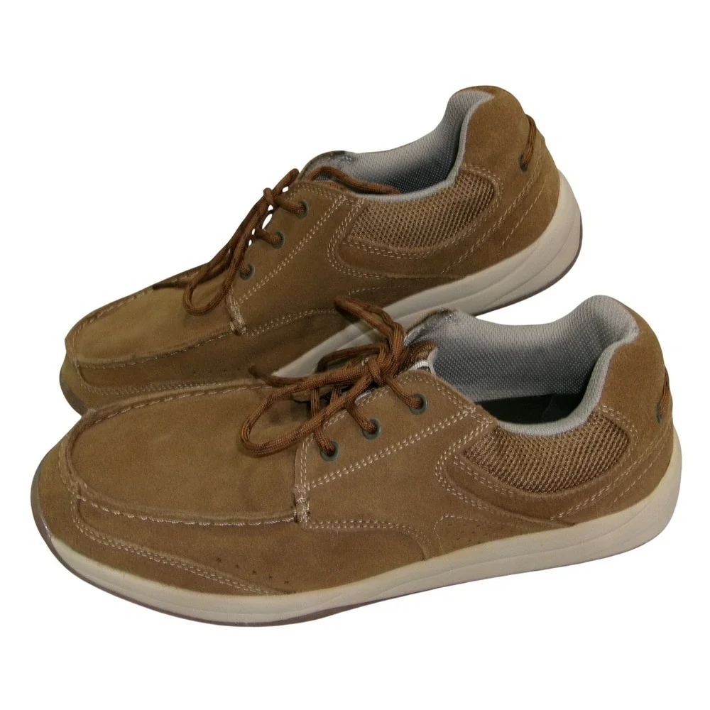 Magellan Men's Tan Suede Mesh Moc Toe Lace Up Boat Shoe Sneaker 12 Brown